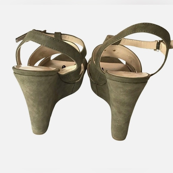 GUESS Womens Olive Green Tall Wedge Suede Espadrilles - Size 61/2 like new - Picture 3 of 13